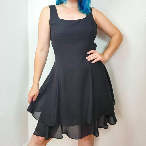 Hampton Nites Dresses & Skirts - Vintage 90s Black Layered Sleeveless Fit & Flare Dress